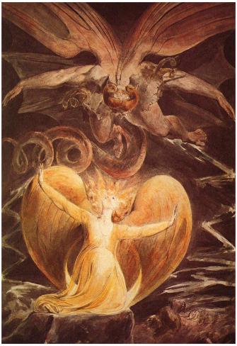 William Blake Great Red Dragon Woman Clothed With Sun Large Canvas Art Print